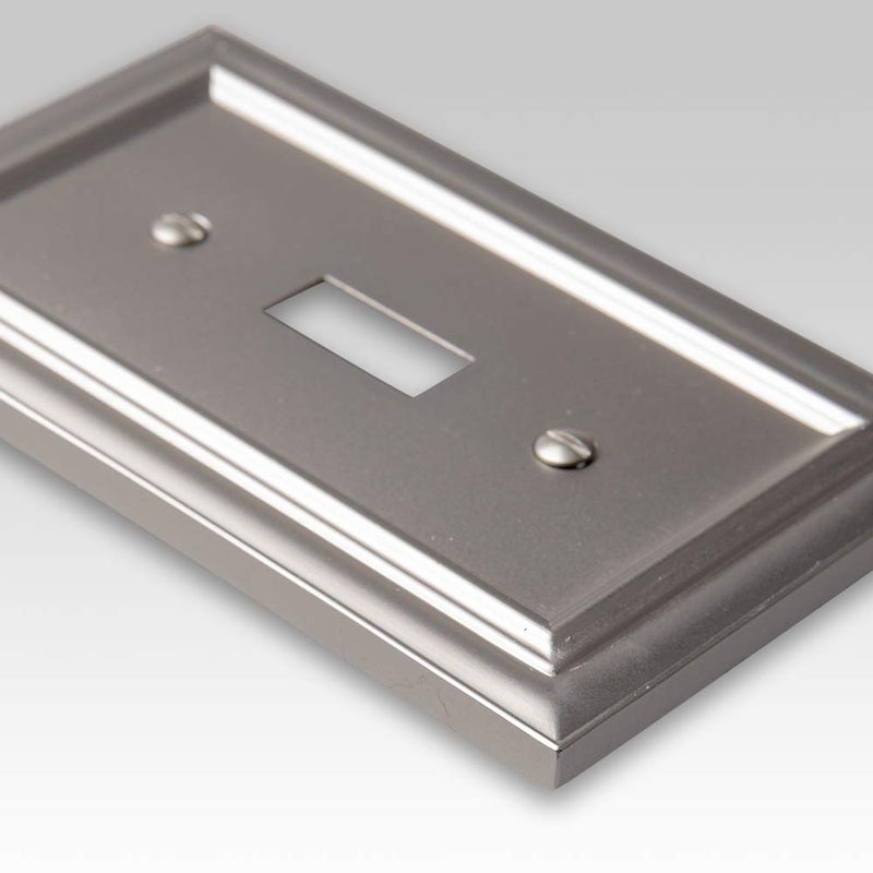 Amerelle Continental Quadruple Toggle Cast Metal Wallplate In Satin Nickel - Image 2